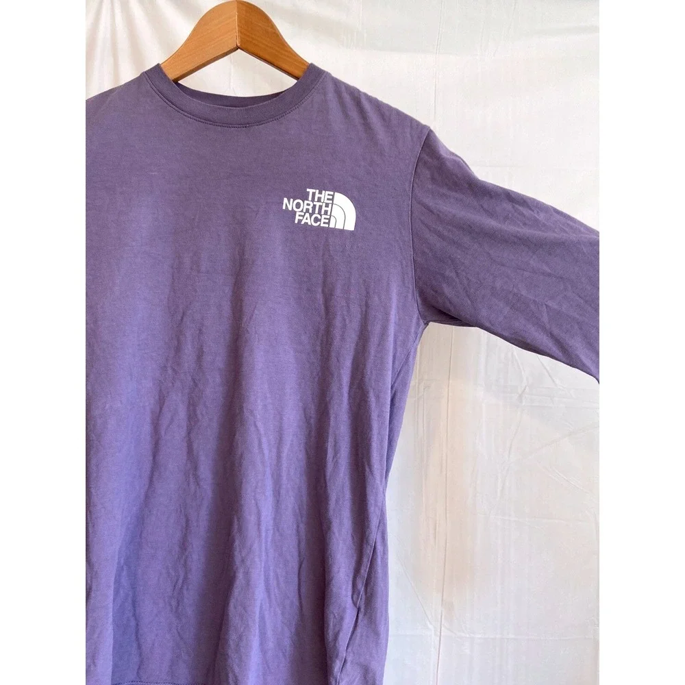 The North Face Mens XS Purple Long Sleeve Floral Box Logo Graphic‎ T-Shirt
